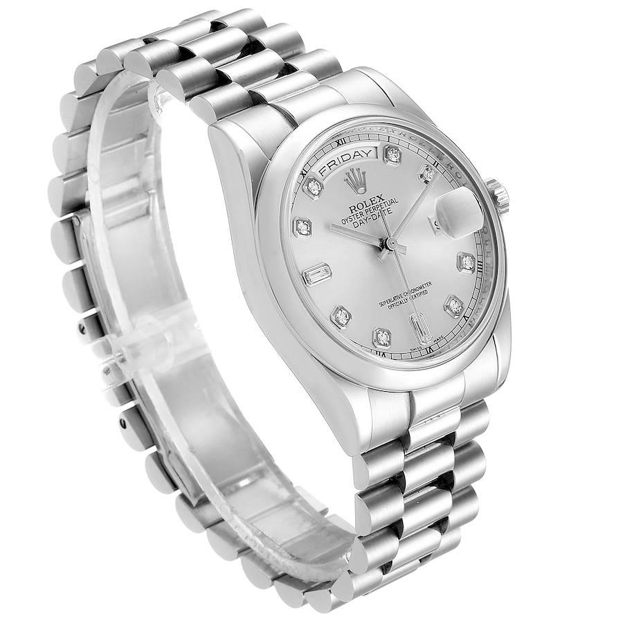 Rolex President Day-Date Platinum Diamond Men’s Watch 118206 In Excellent Condition In Atlanta, GA