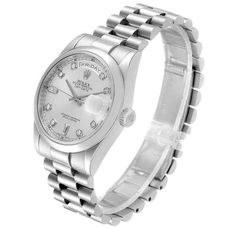 Rolex President DayDate Platinum Diamond Men’s Watch 118206 For Sale