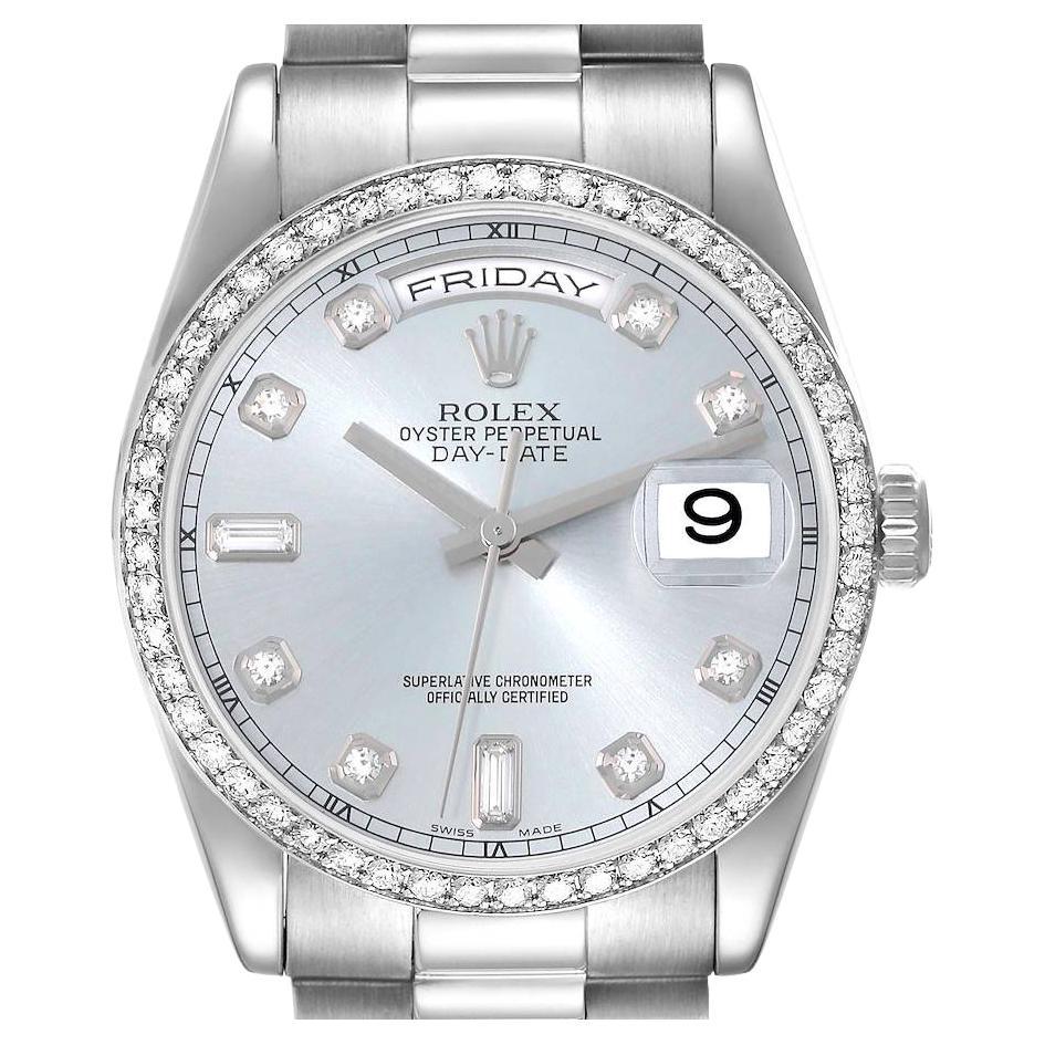 Rolex President Day-Date Platinum Diamond Mens Watch 118346 Box Papers