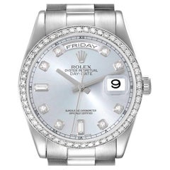 Rolex President Day-Date Platinum Diamond Mens Watch 118346 Box Papers