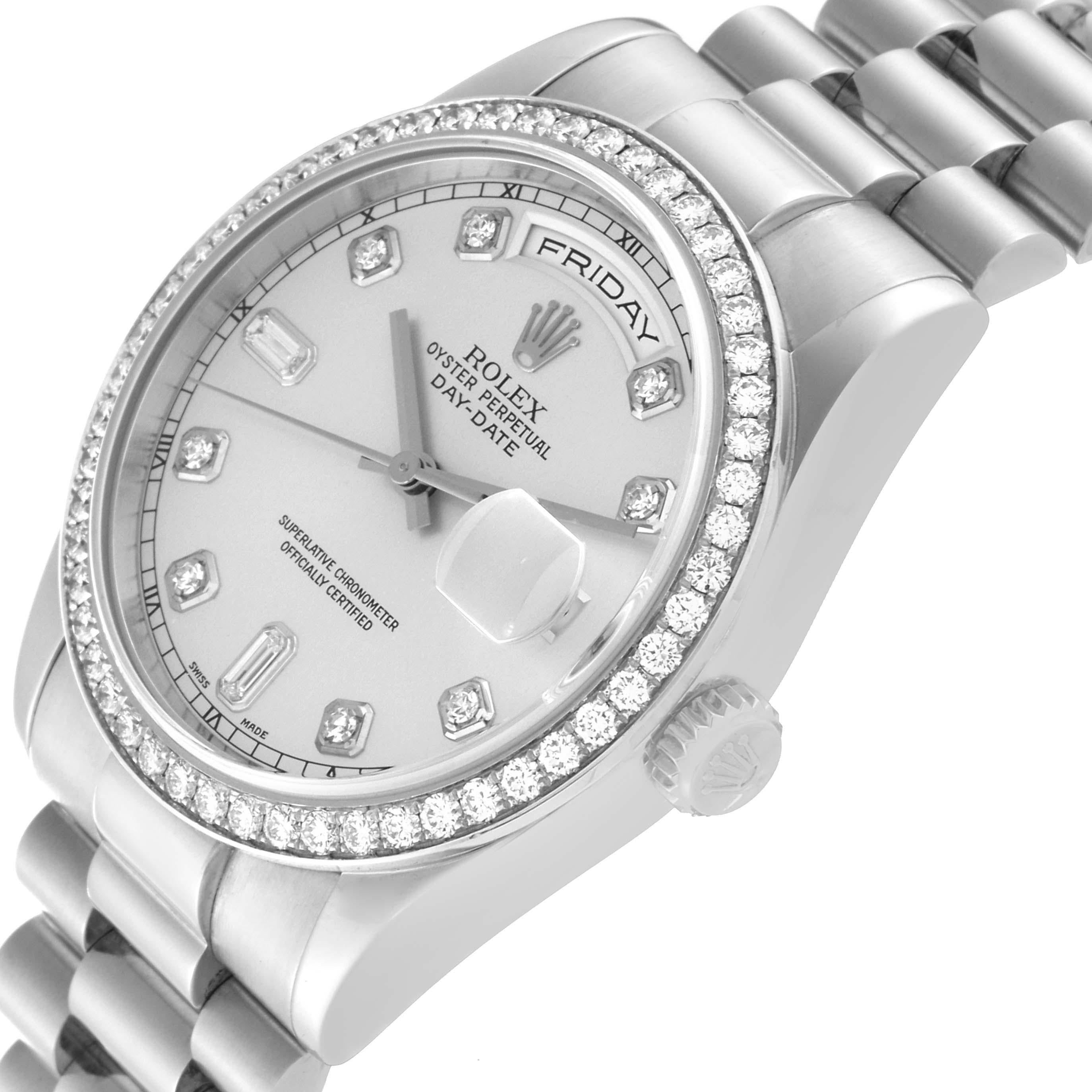 Rolex President Day-Date Platinum Diamond Mens Watch 118346 Papers For Sale 2