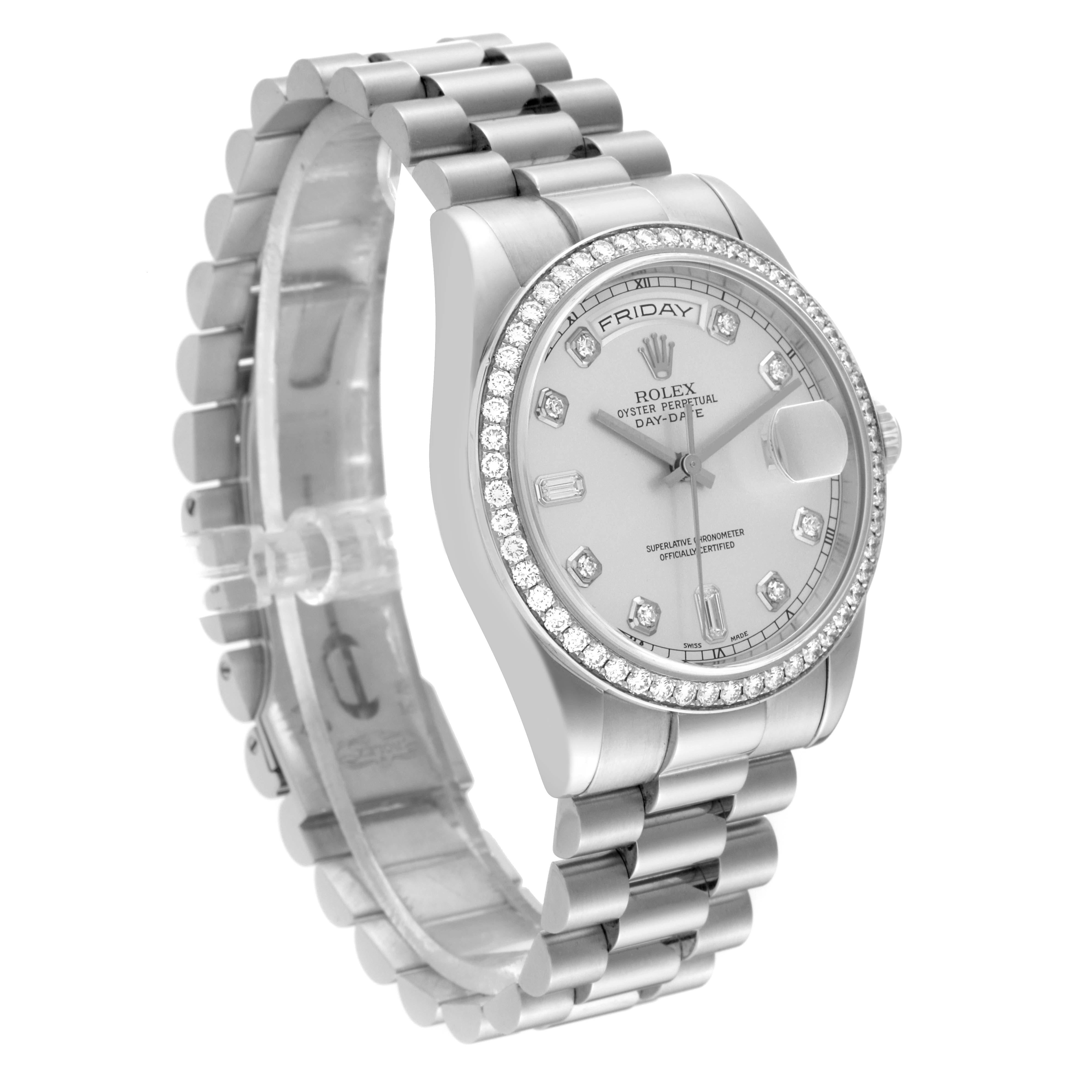 Rolex President Day-Date Platinum Diamond Mens Watch 118346 Papers For Sale 3