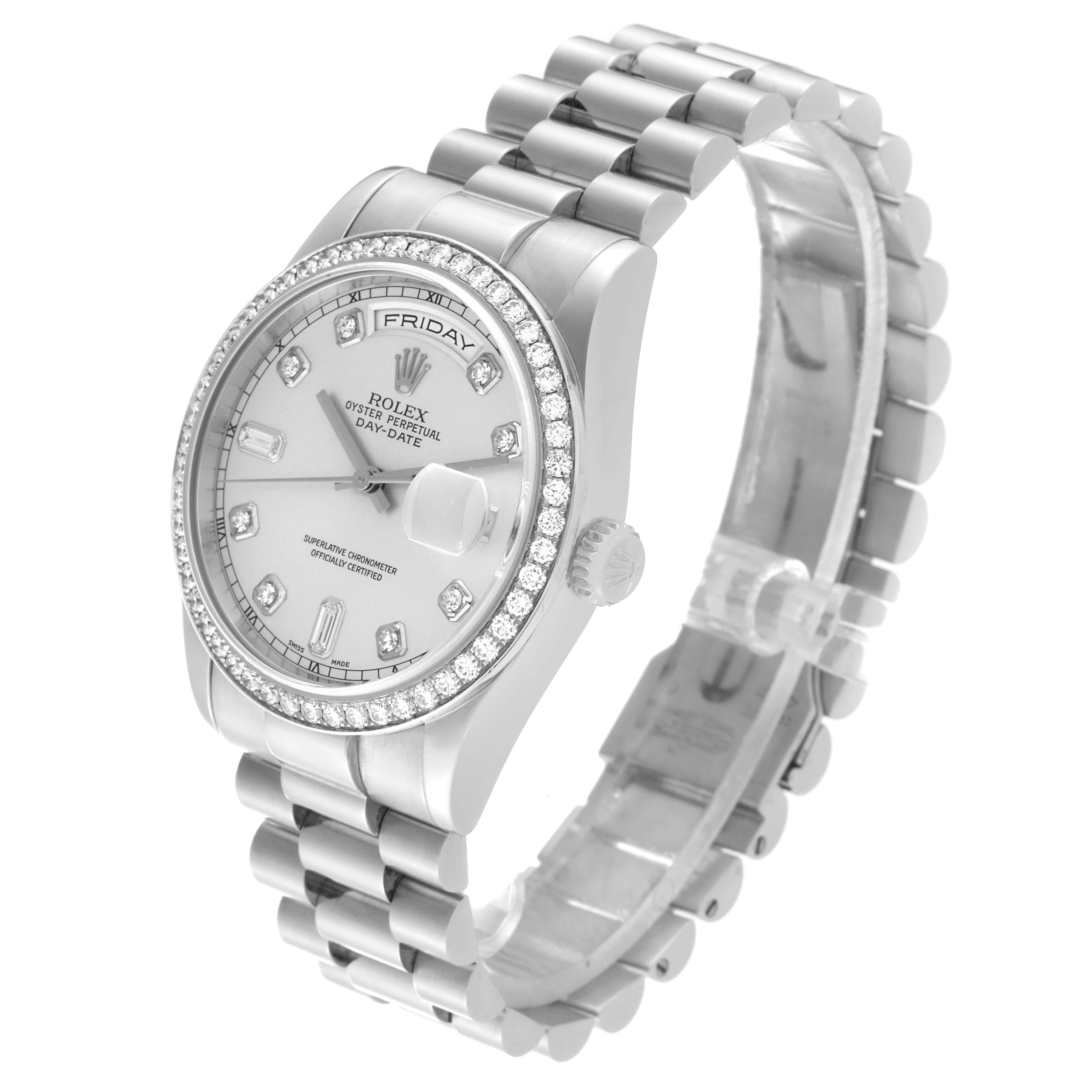 Rolex President Day-Date Platinum Diamond Mens Watch 118346 Papers For Sale 4