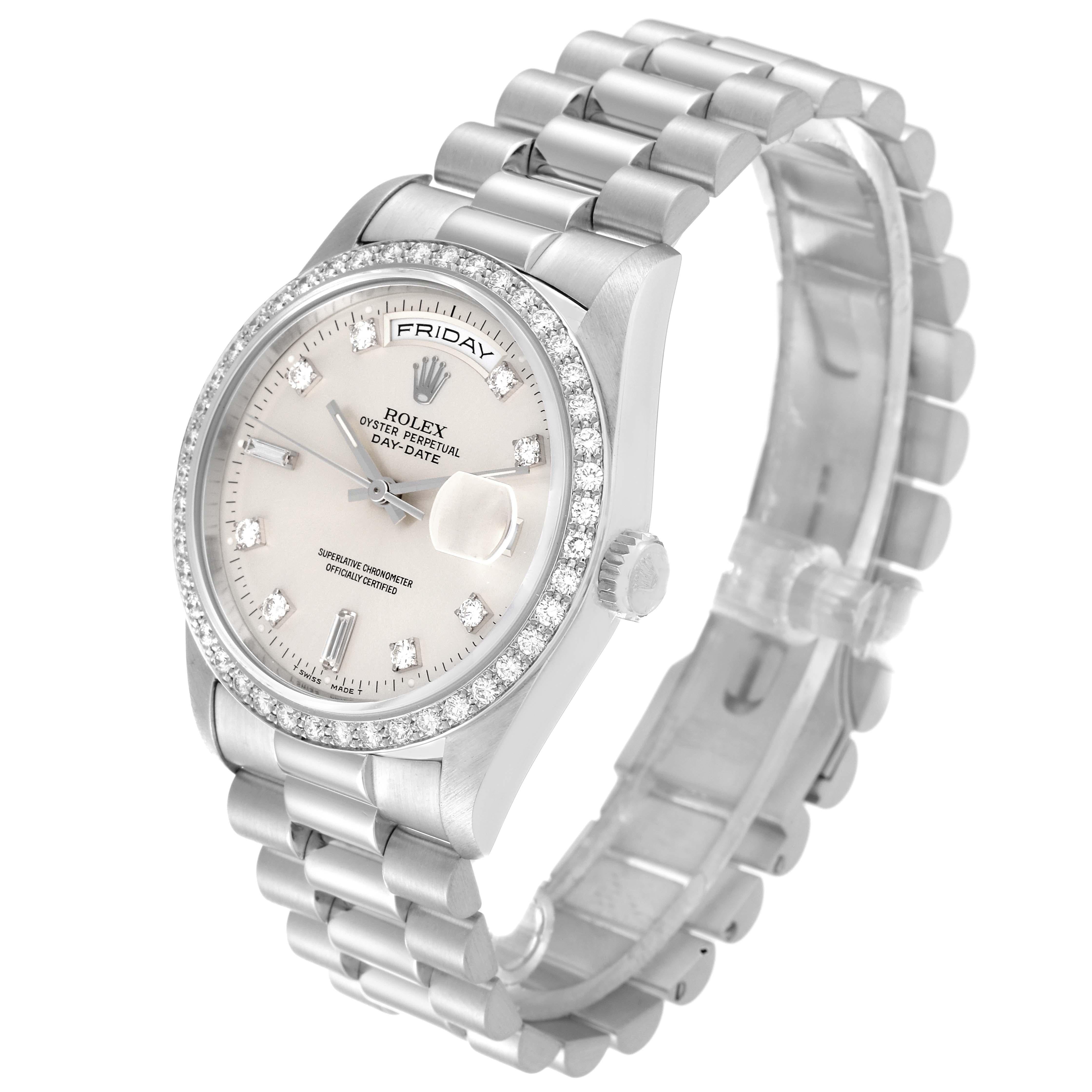 Rolex President Day-Date Platinum Diamond Mens Watch 18346 5