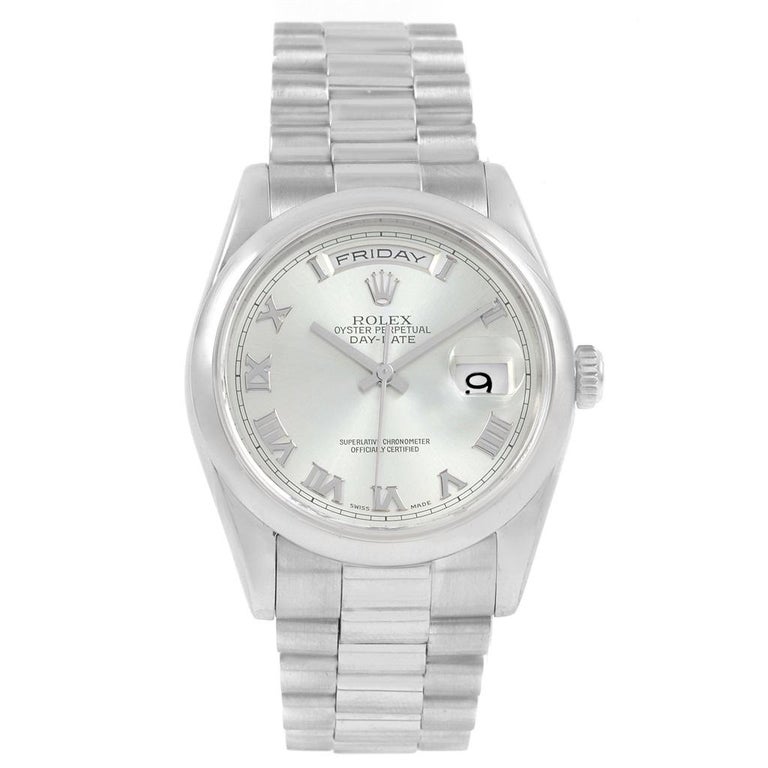 Rolex President Day-Date Platinum Glacier Blue Roman Men's ...