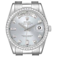 Vintage Rolex President Day-Date Platinum Ice Blue Diamond Dial Bezel Mens Watch 118346