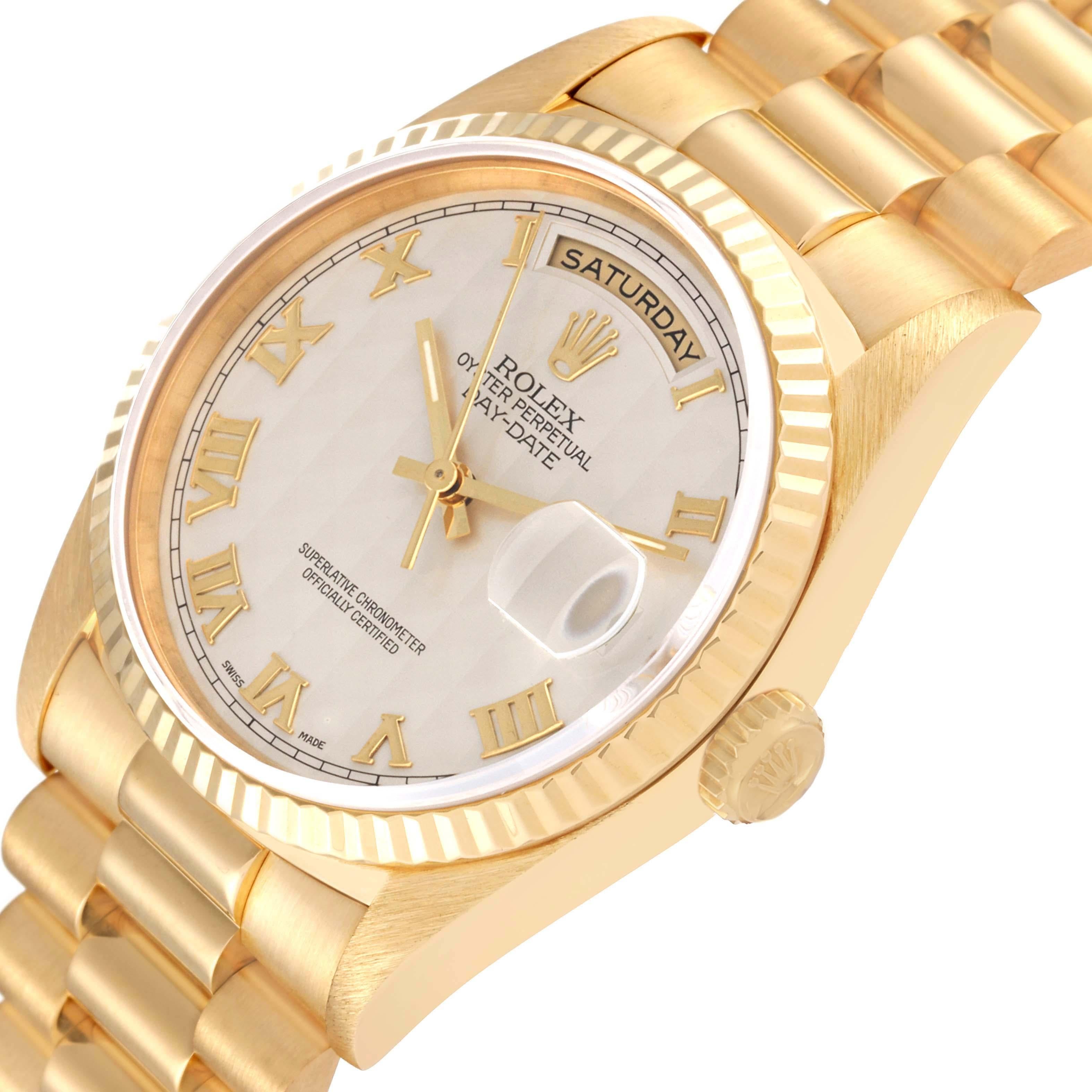 Rolex President Day-Date Pyramid Dial Yellow Gold Mens Watch 18238 Box Papers 1