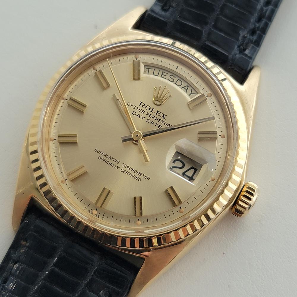 Rolex Präsident Day Date Ref 1803 18k Solid Gold 1970er Jahre Herren Automatik RA631 im Zustand „Hervorragend“ im Angebot in Beverly Hills, CA