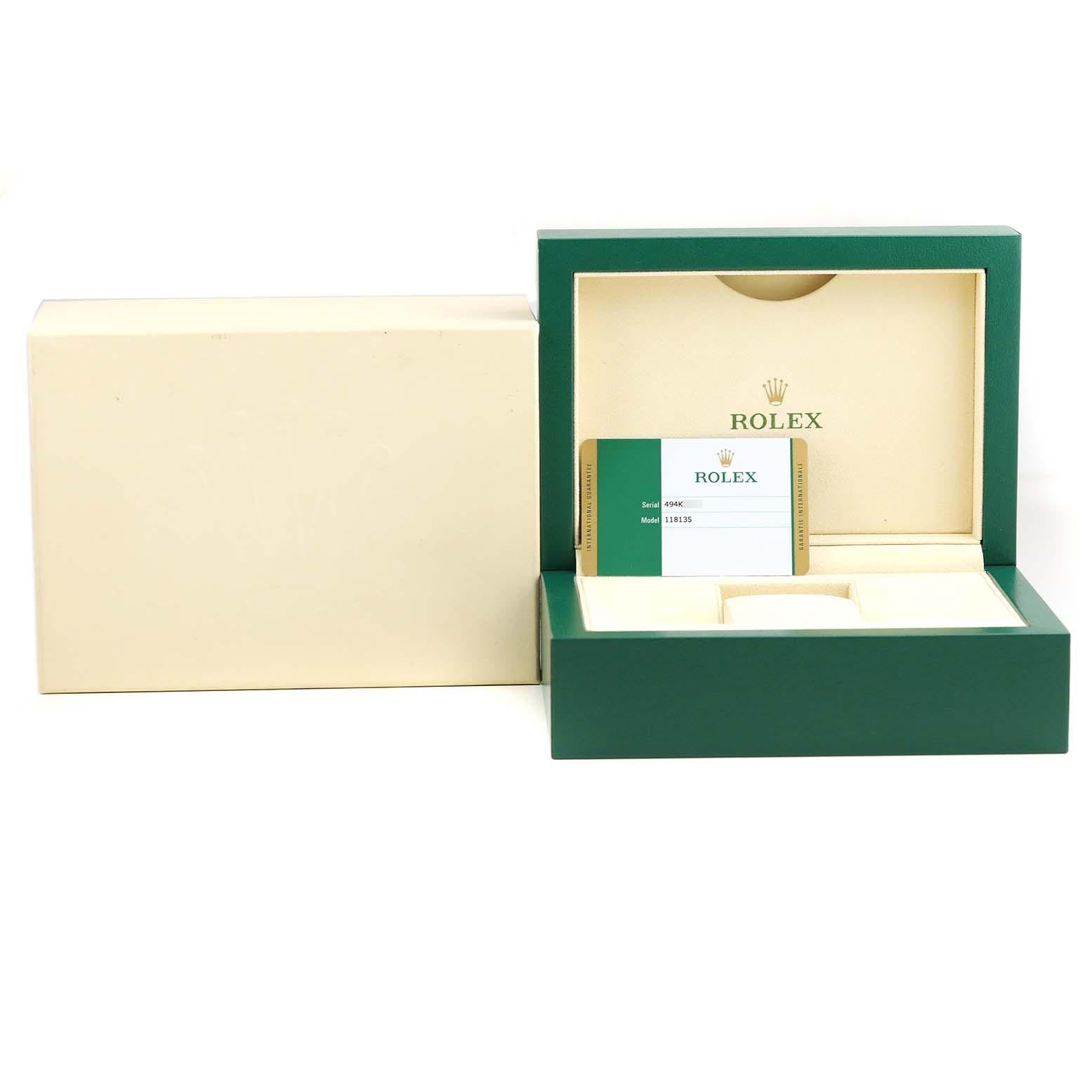 Rolex President Day-Date Rose Gold Chocolate Dial Mens Watch 118135 Box Card en vente 7