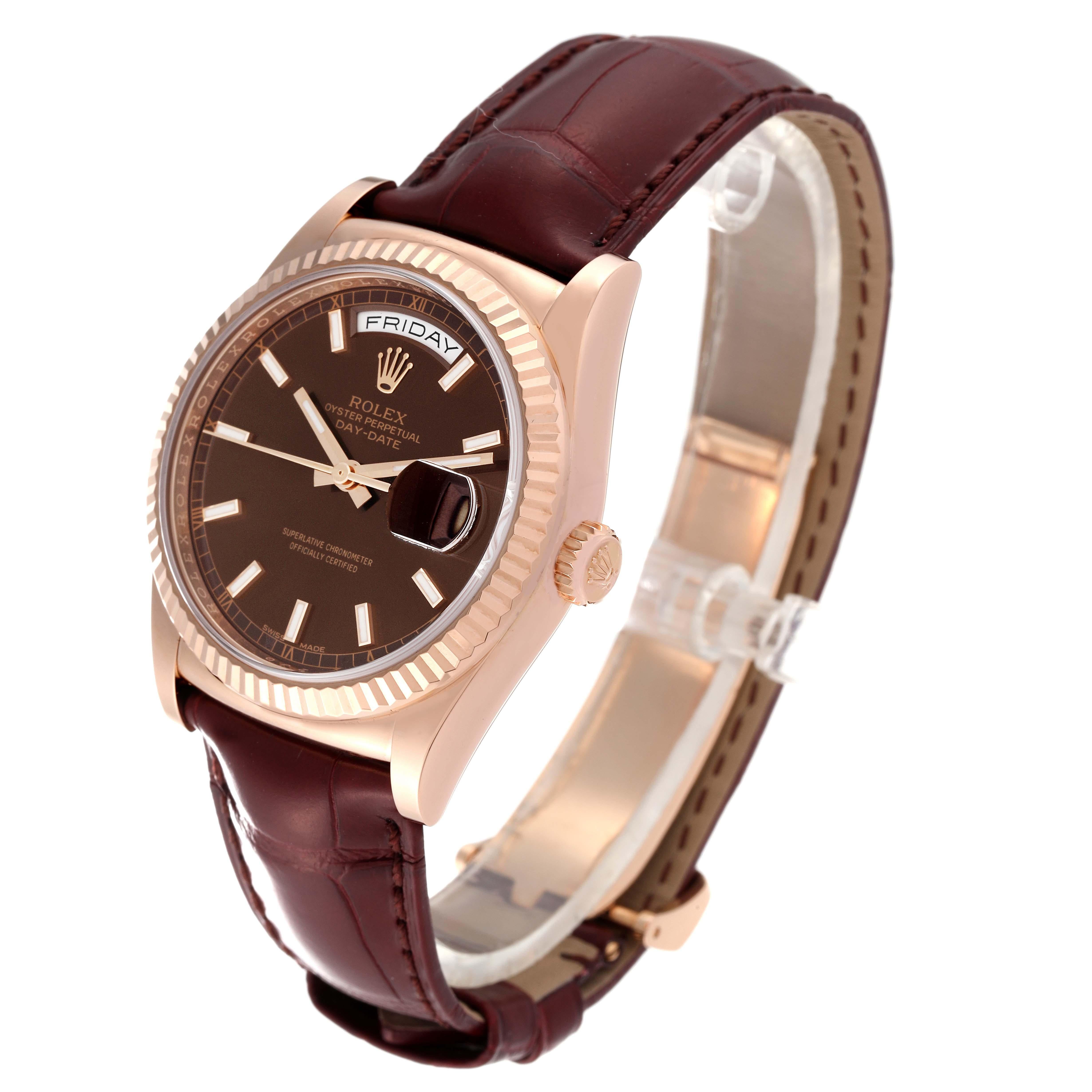 Rolex President Day-Date Rose Gold Chocolate Dial Mens Watch 118135 For Sale 6