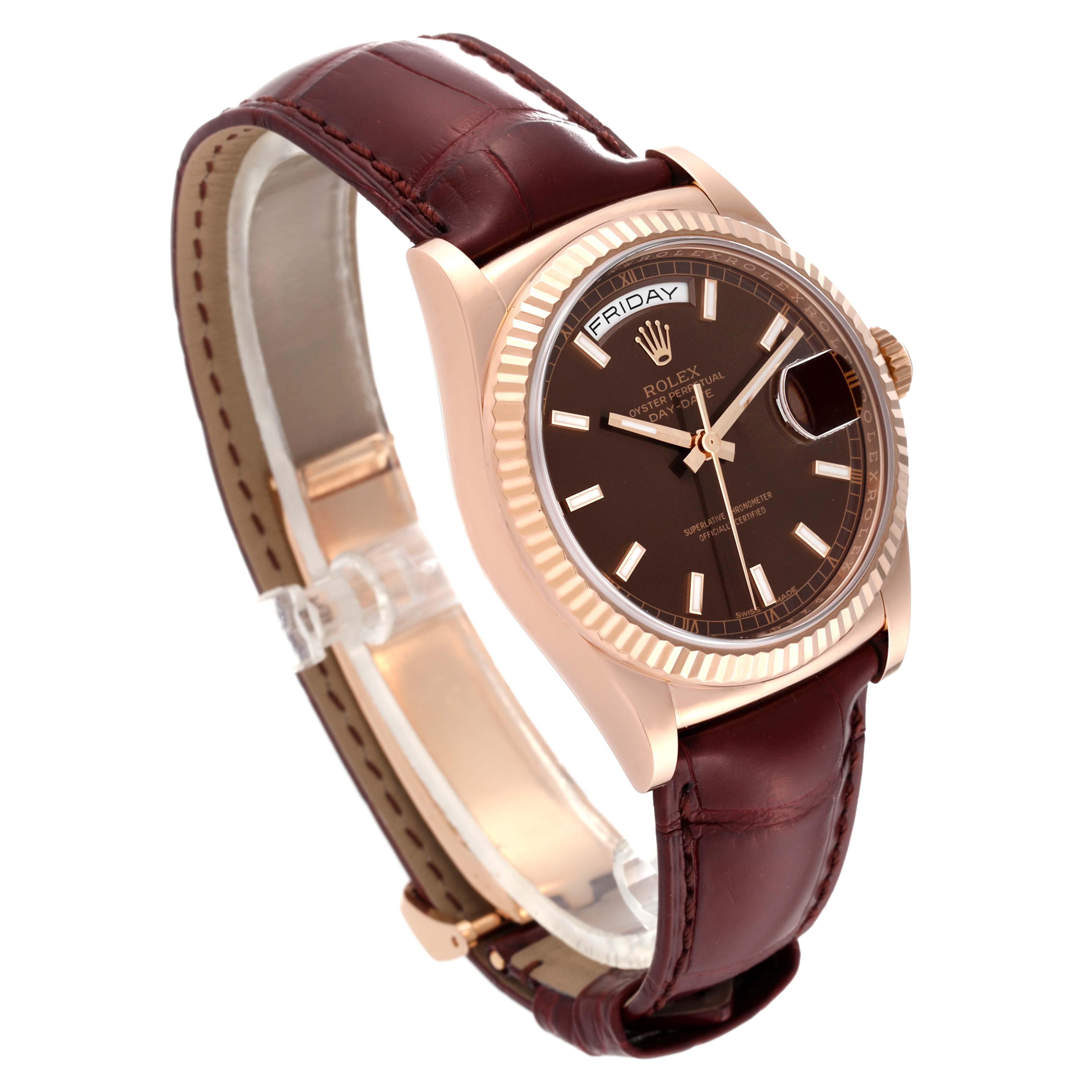 Men's Rolex President Day-Date Rose Gold Chocolate Dial Mens Watch 118135 For Sale