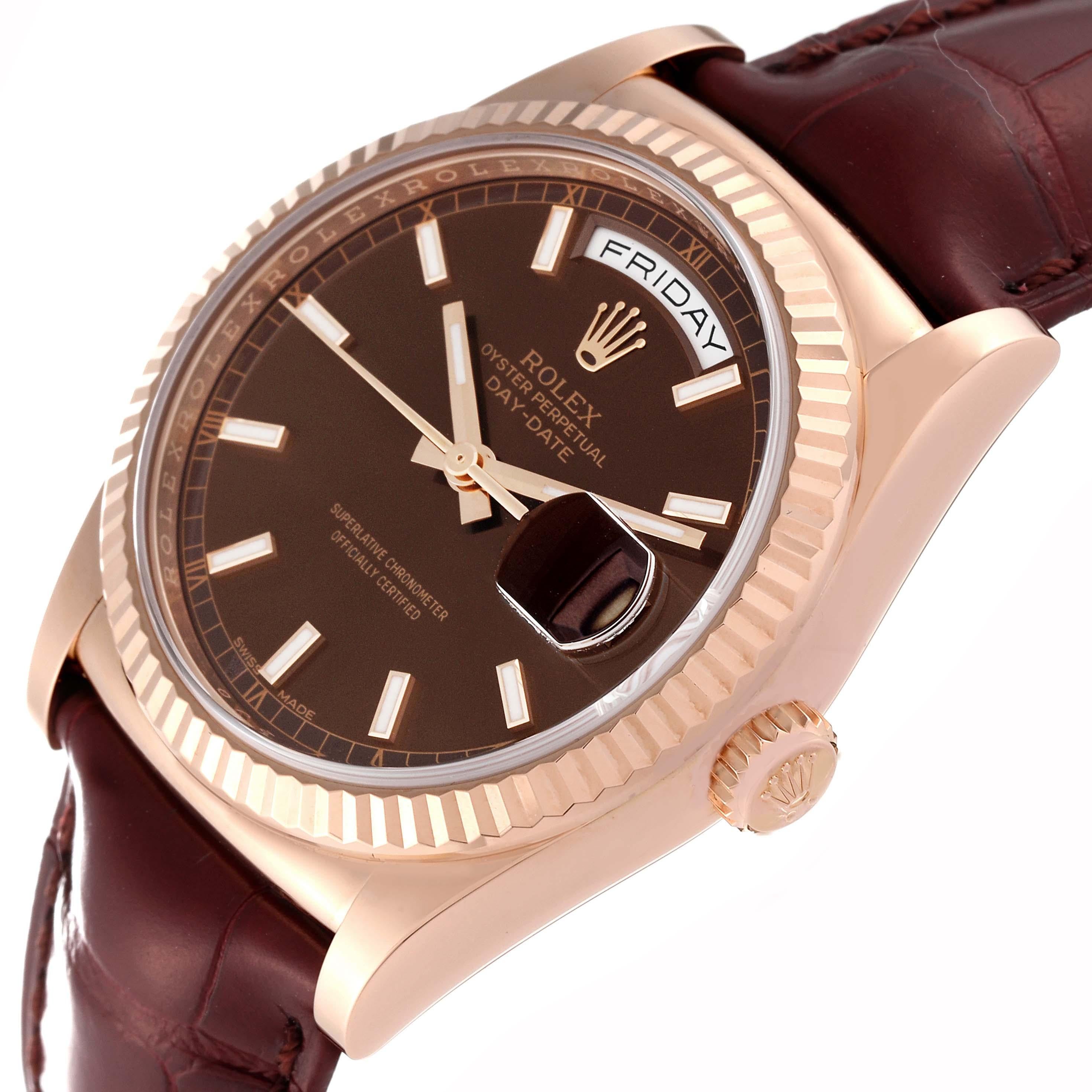 Rolex President Day-Date Rose Gold Chocolate Dial Mens Watch 118135 For Sale 5