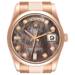 Rolex President Day Date Rose Gold Mother of Pearl Diamond Dial Mens Watch 11820