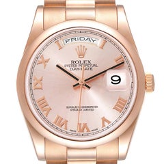 Rolex President Day-Date Rose Gold Rose Roman Dial Mens Watch 118205