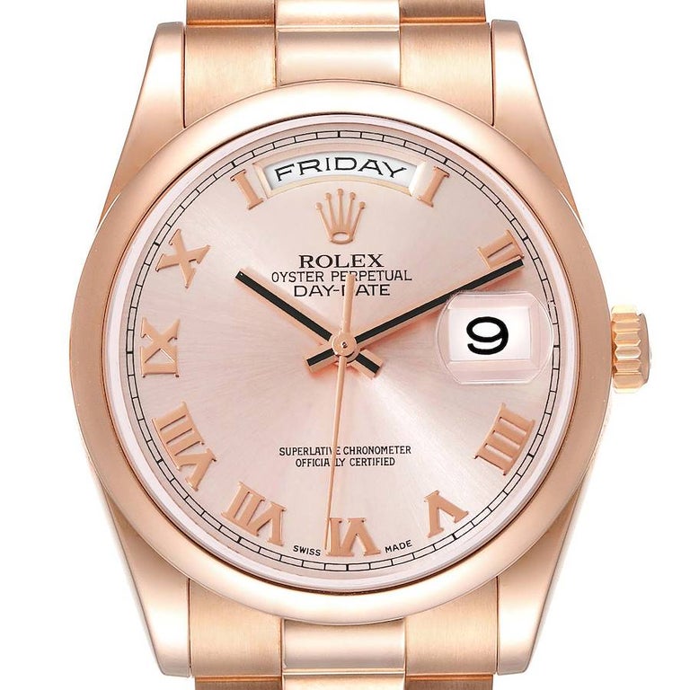 Rolex President Day-Date Rose Gold Rose Roman Dial Mens Watch 118205 For at 1stDibs | rolex presidential rose men's rose gold rolex, presidential rolex rose gold