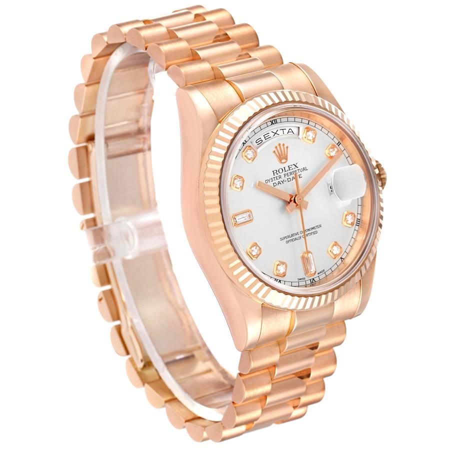 Rolex President Day-Date Roségold Silber Diamant Zifferblatt Herrenuhr 118235 im Zustand „Hervorragend“ in Atlanta, GA