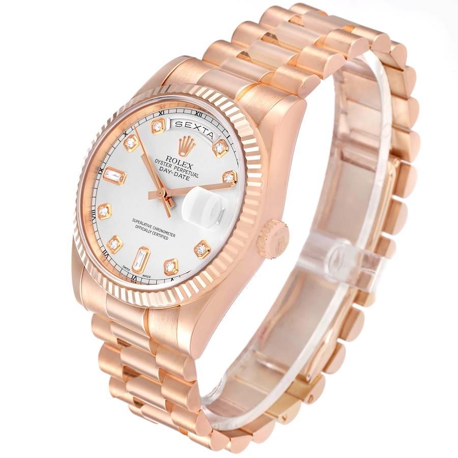 Rolex President Day-Date Roségold Silber Diamant Zifferblatt Herrenuhr 118235 1