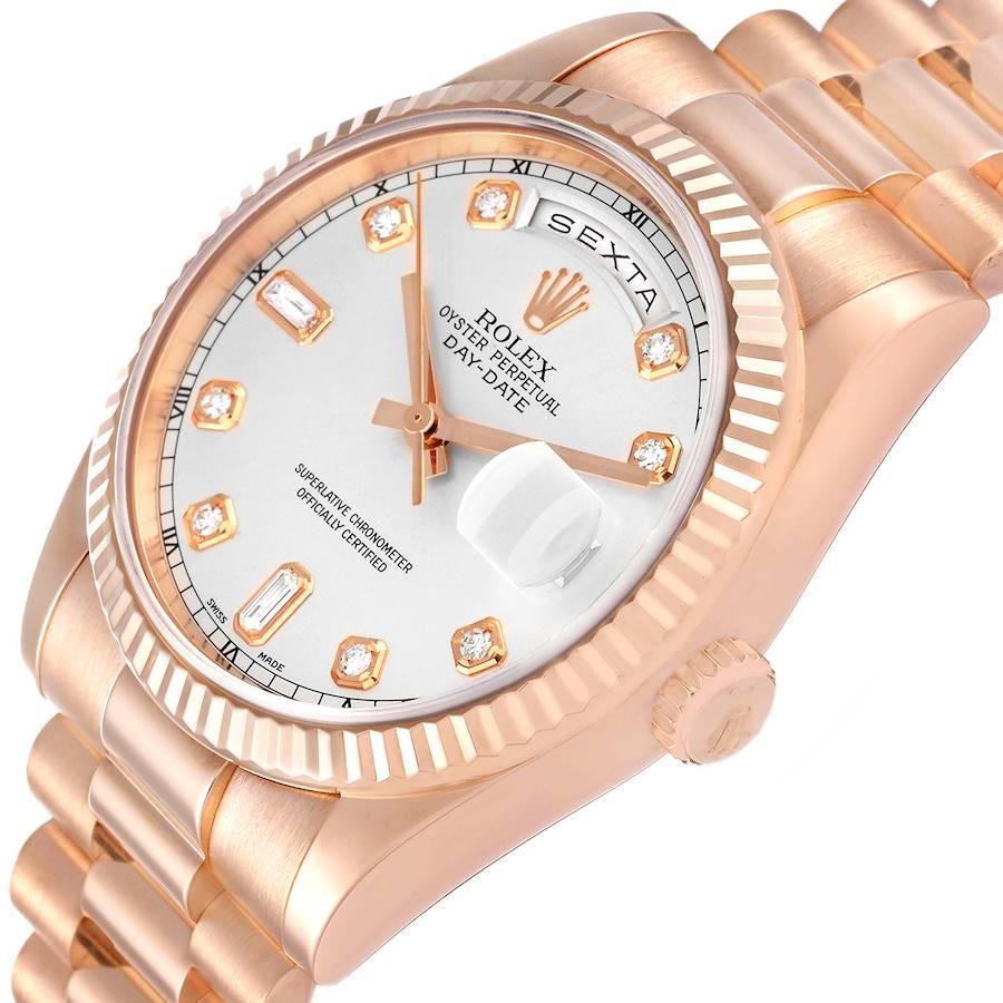 Rolex President Day-Date Roségold Silber Diamant Zifferblatt Herrenuhr 118235 2