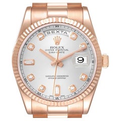 Rolex President Day-Date Oro Rosa Argento Quadrante Diamante Orologio Uomo 118235