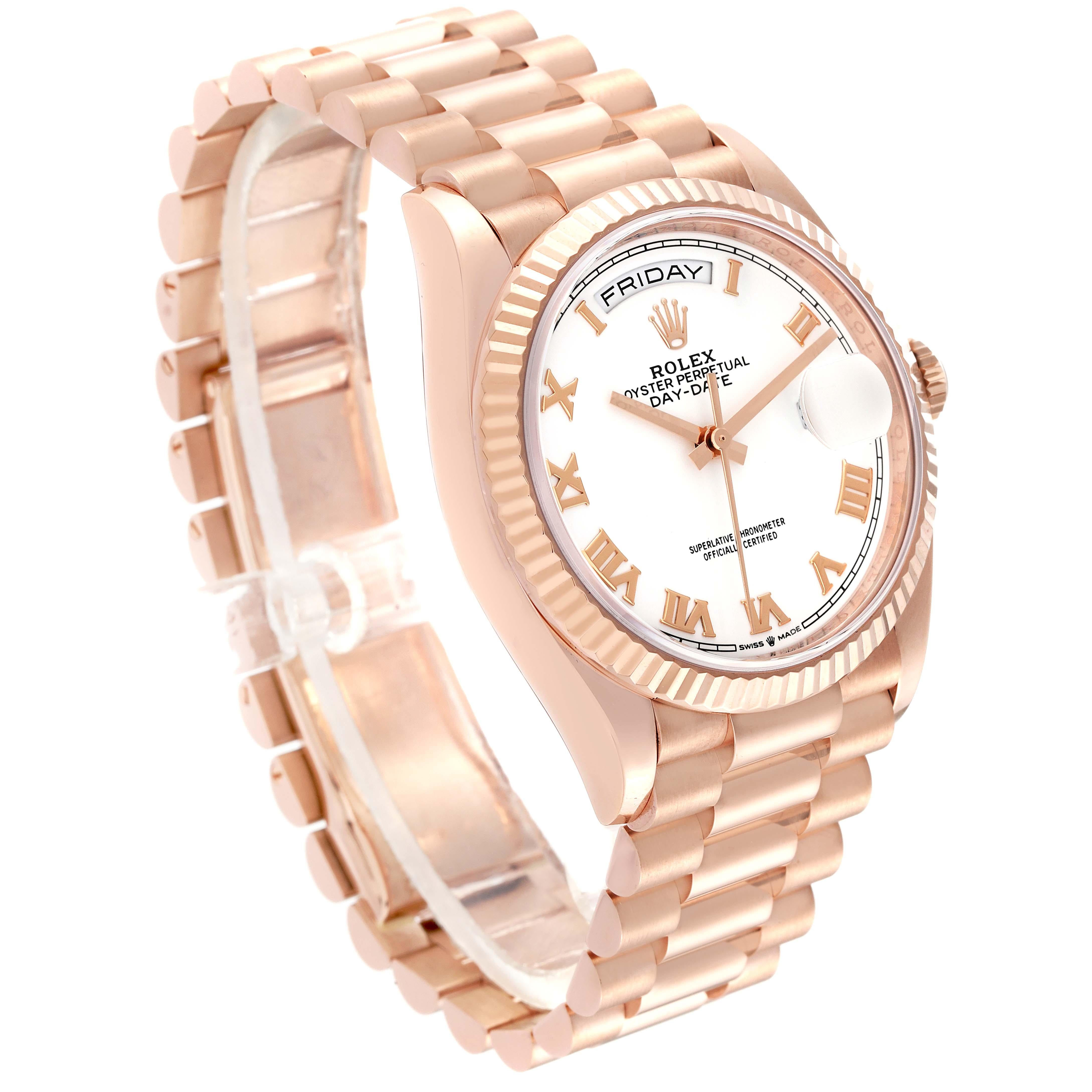 Men's Rolex President Day-Date Rose Gold White Dial Mens Watch 128235 Box Card For Sale