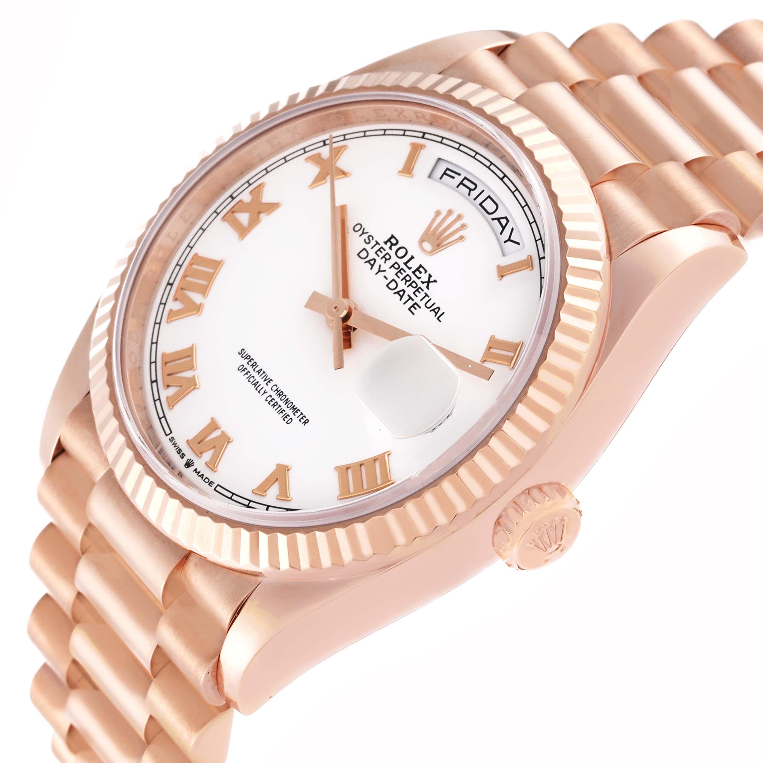 Rolex President Day-Date Rose Gold White Dial Mens Watch 128235 Box Card For Sale 1