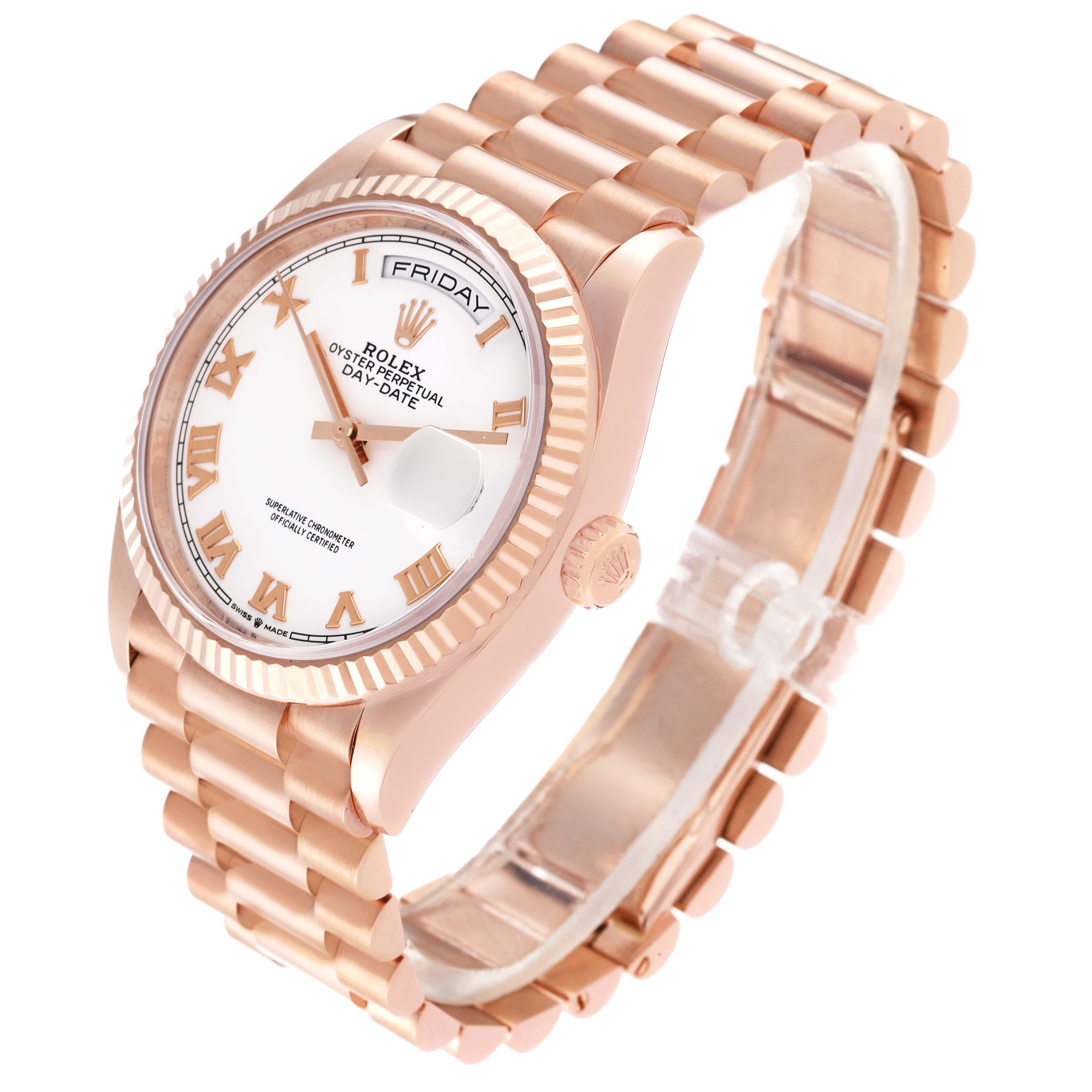 Rolex President Day-Date Rose Gold White Dial Mens Watch 128235 Box Card For Sale 3