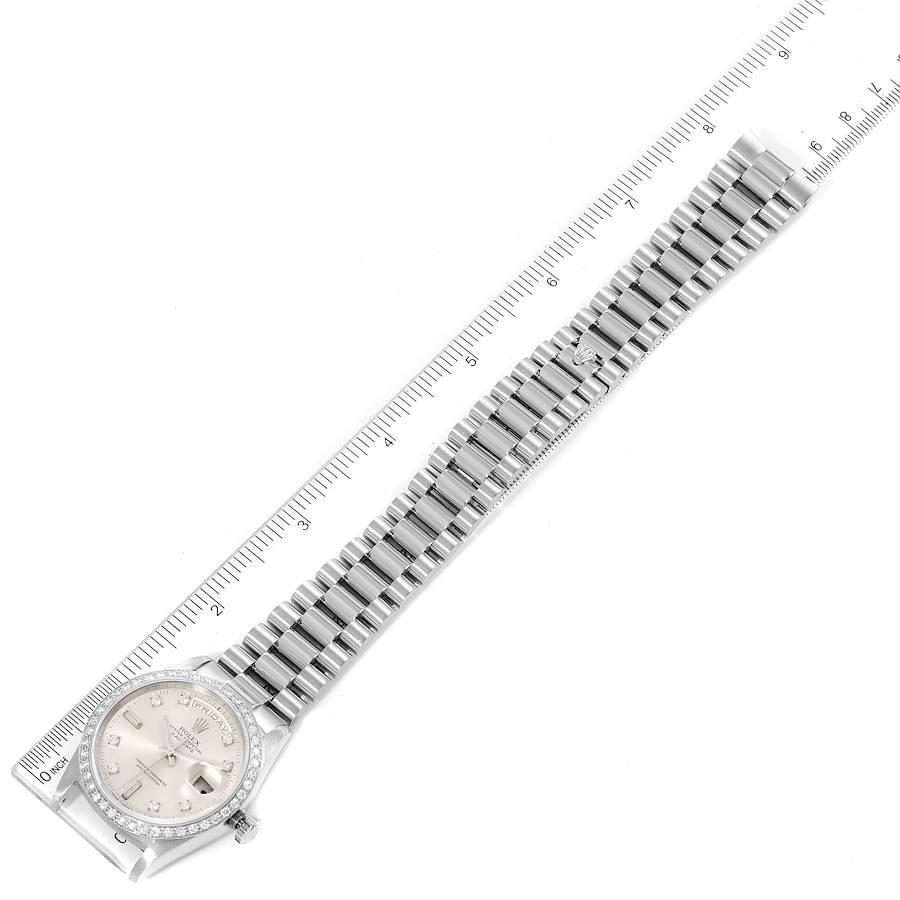 Rolex President Day-Date Silver Dial Platinum Diamond Mens Watch 18346 For Sale 6