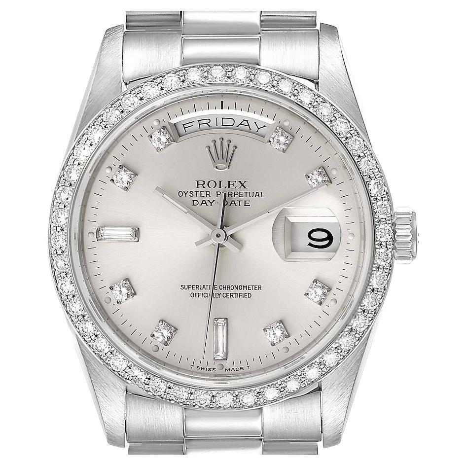 Rolex Platinum DayDate Masterpiece Baguette Diamond Watch Ref. 18956
