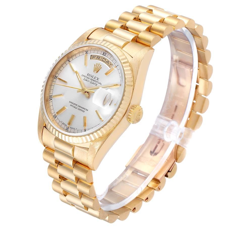 Rolex President Day-Date Silver Dial Yellow Gold Men's Watch 18238 For Sale 1