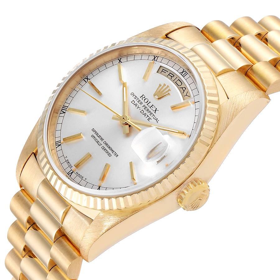 Rolex President Day-Date Silver Dial Yellow Gold Men's Watch 18238 For Sale 2