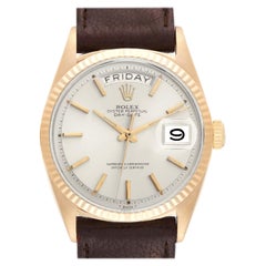Rolex President Day-Date Silver Dial Yellow Gold Vintage Mens Watch 1803