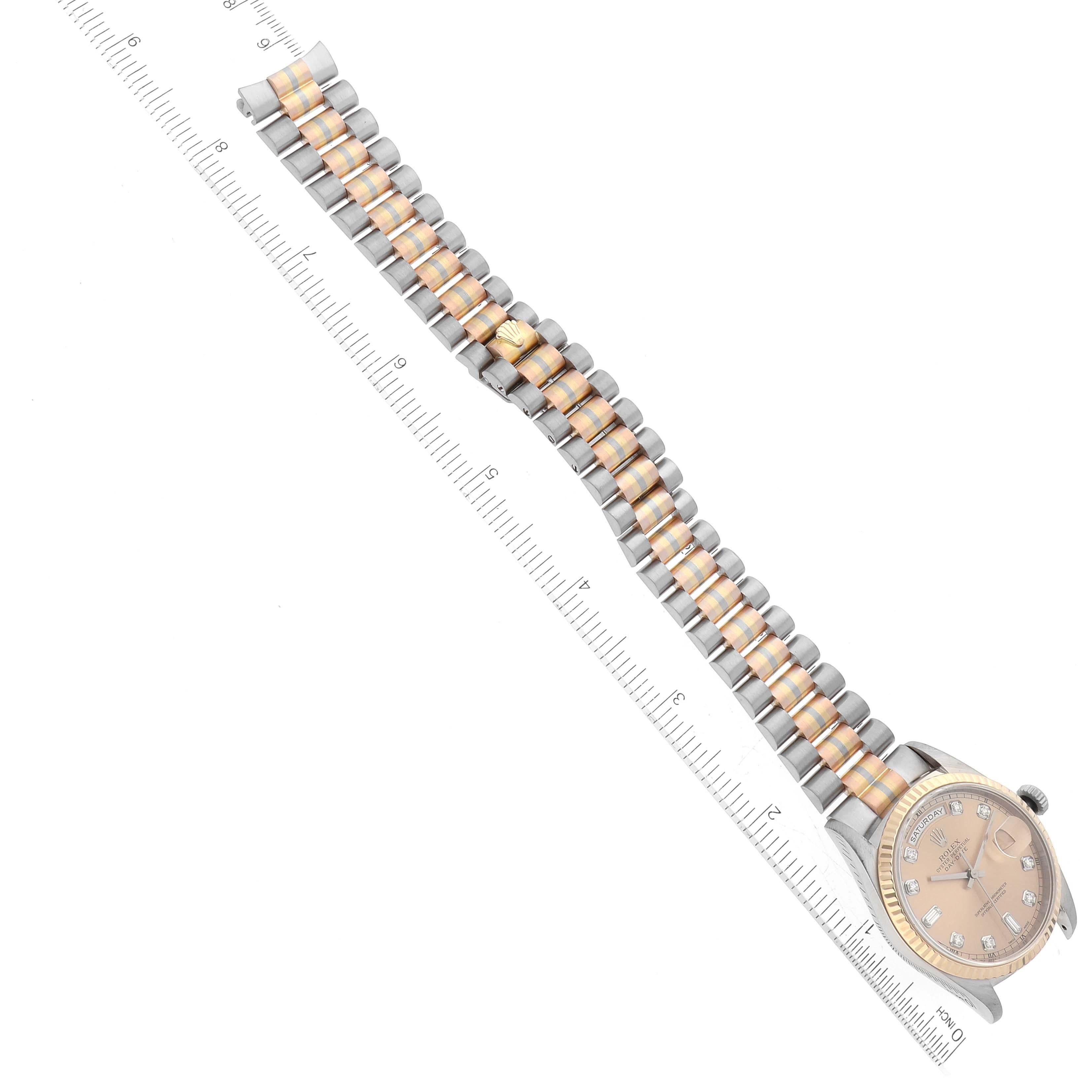 Rolex President Day-Date Tridor White Yellow Rose Gold Diamond Mens Watch 18239 For Sale 6
