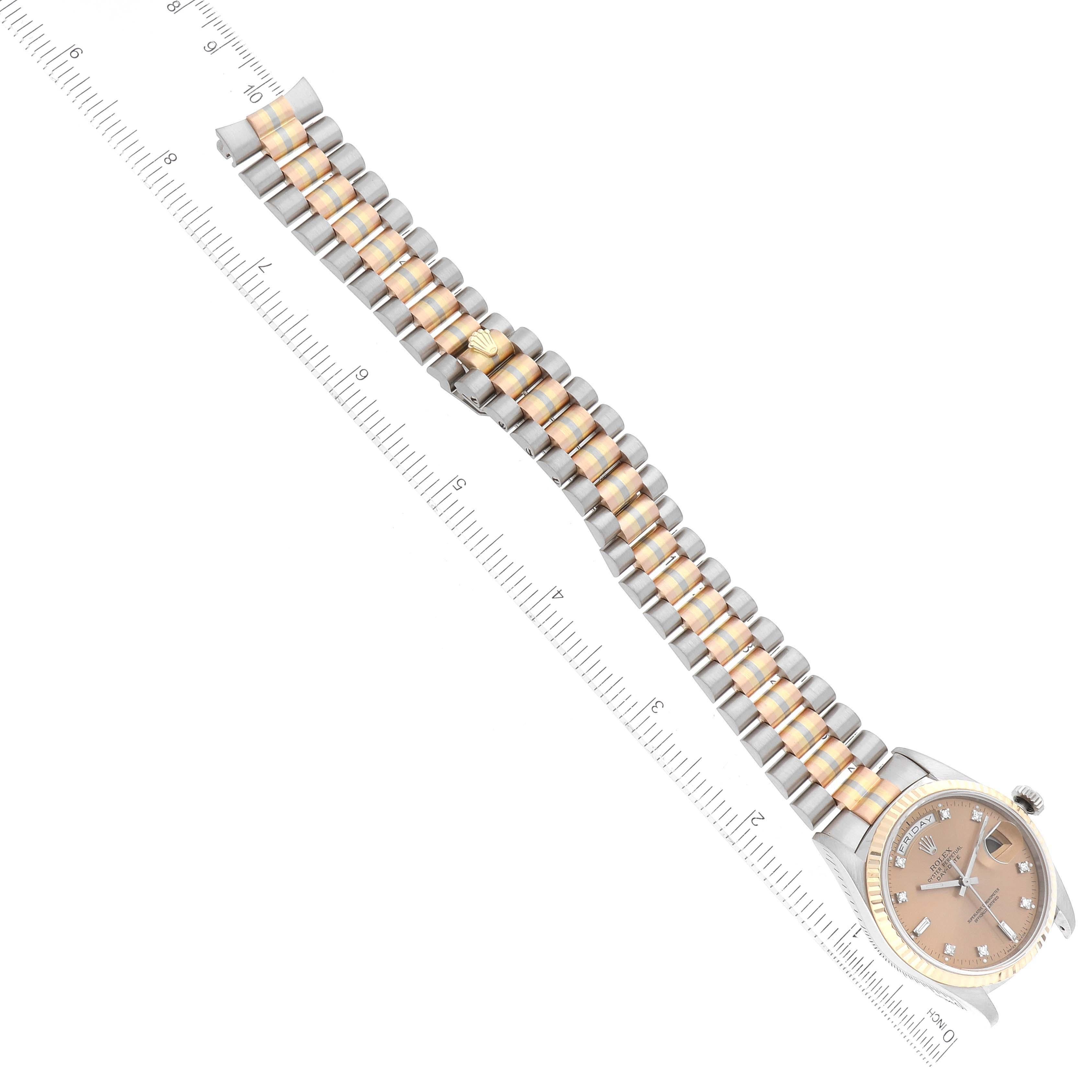 Rolex President Day-Date Tridor White Yellow Rose Gold Diamond Mens Watch 18239 For Sale 5