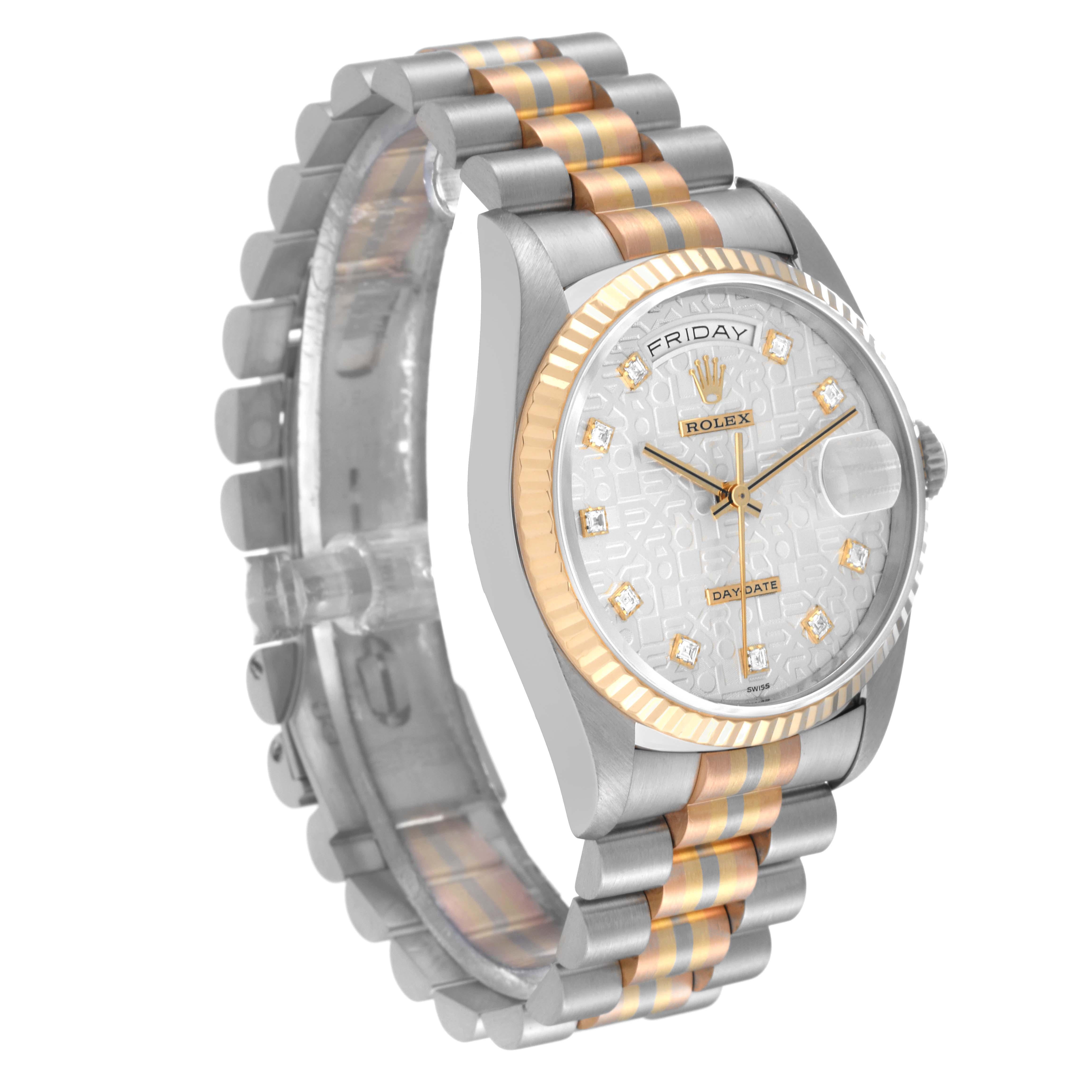 Rolex President Day-Date Tridor White Yellow Rose Gold Diamond Mens Watch 18239 3