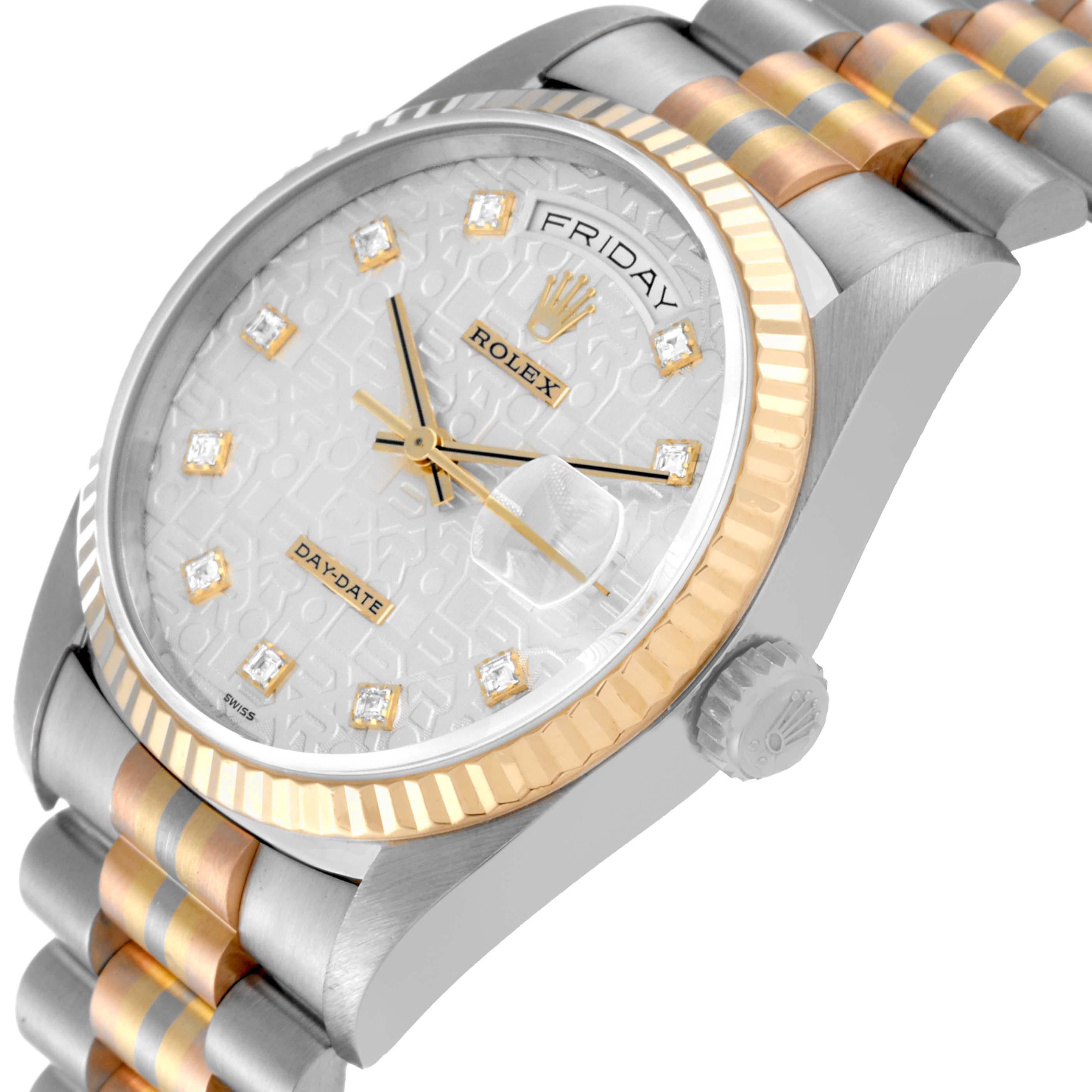 Rolex President Day-Date Tridor White Yellow Rose Gold Diamond Mens Watch 18239 5