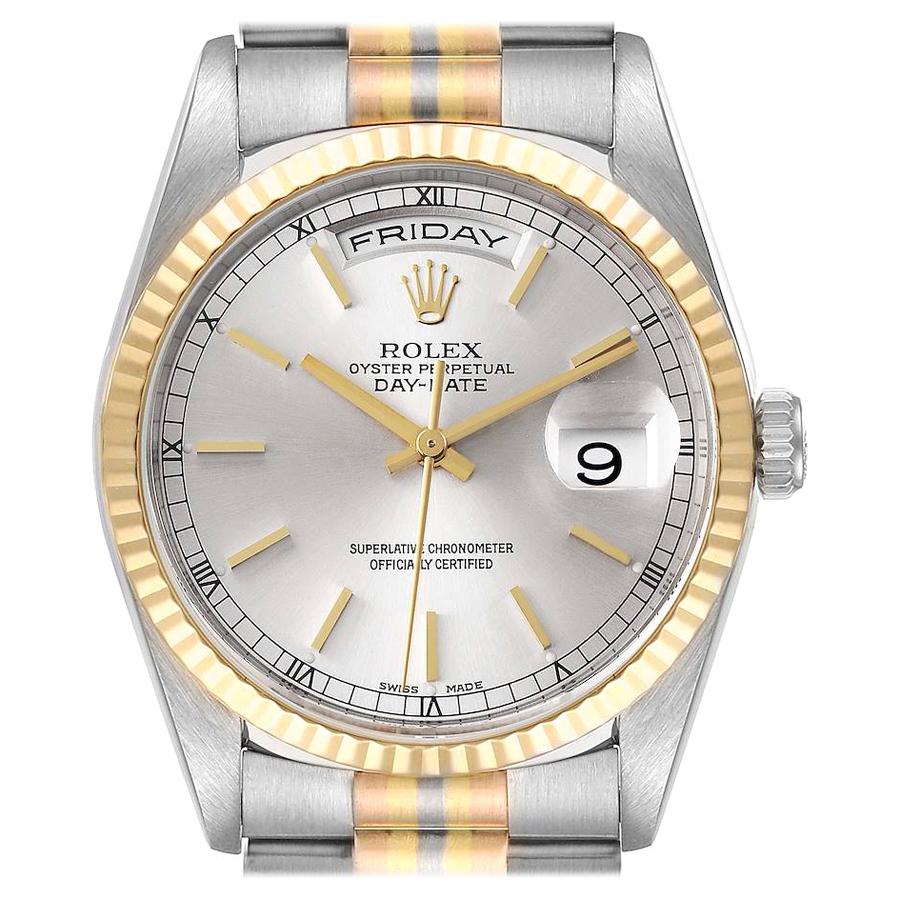 Rolex President Day-Date Tridor White Yellow Rose Gold Mens Watch 18239 For Sale