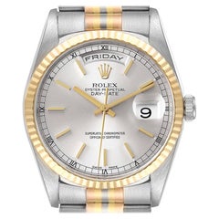 Rolex President Day-Date Tridor White Yellow Rose Gold Mens Watch 18239