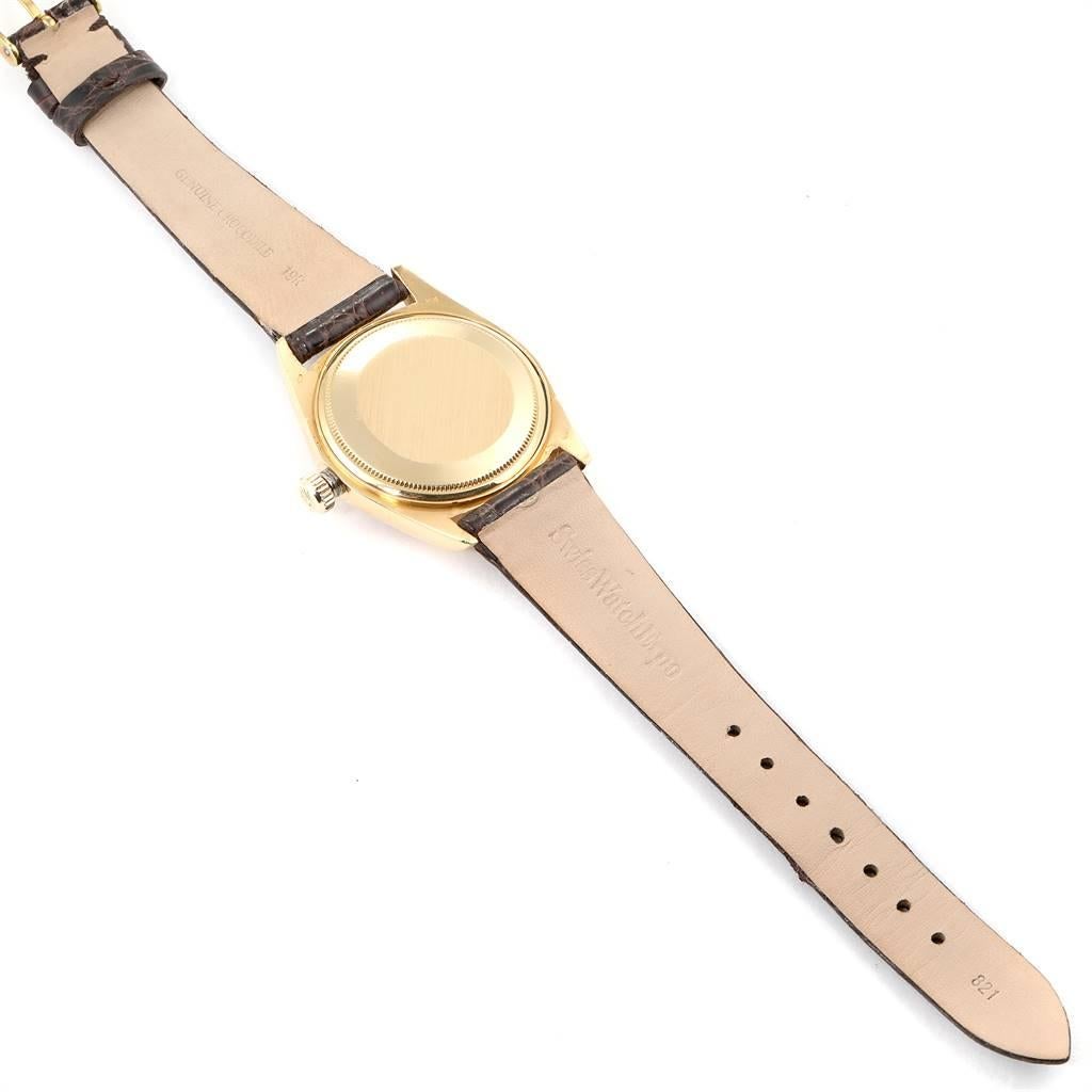 Rolex President Day-Date Vintage Yellow Gold Brown Strap Men's Watch 1803 4