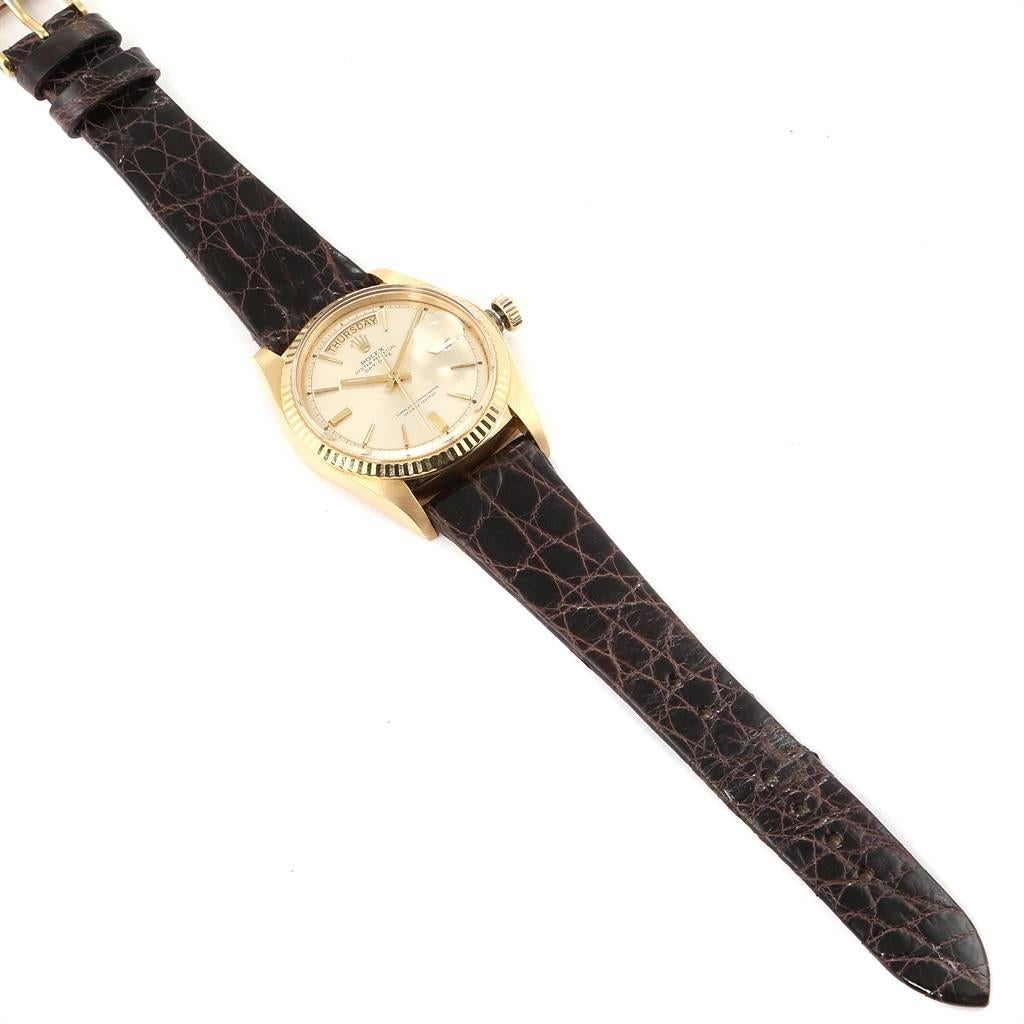 Rolex President Day-Date Vintage Yellow Gold Brown Strap Men's Watch 1803 5