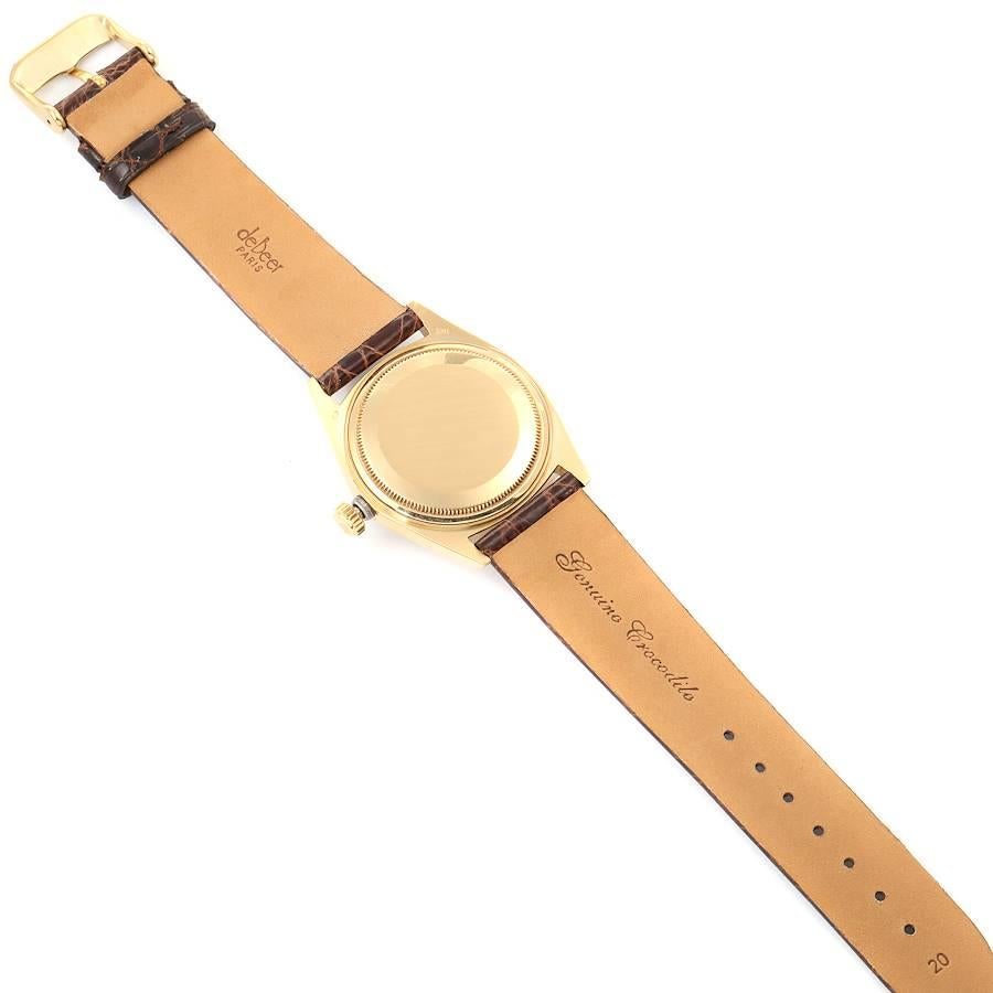 Rolex President Day-Date Vintage Yellow Gold Brown Strap Men's Watch 1803 8