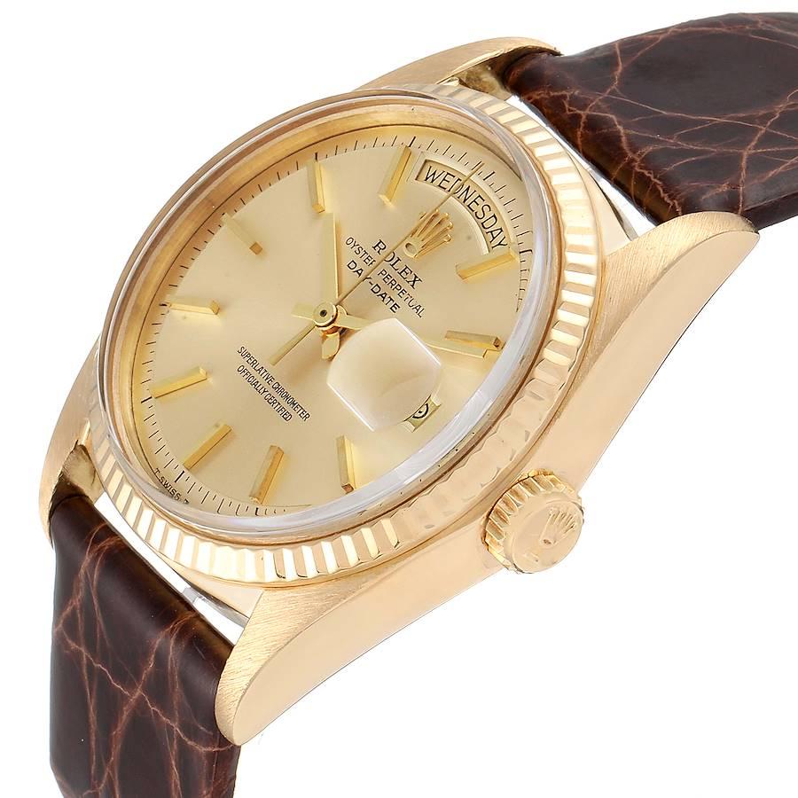 Rolex President Day-Date Vintage Yellow Gold Brown Strap Men's Watch 1803 2