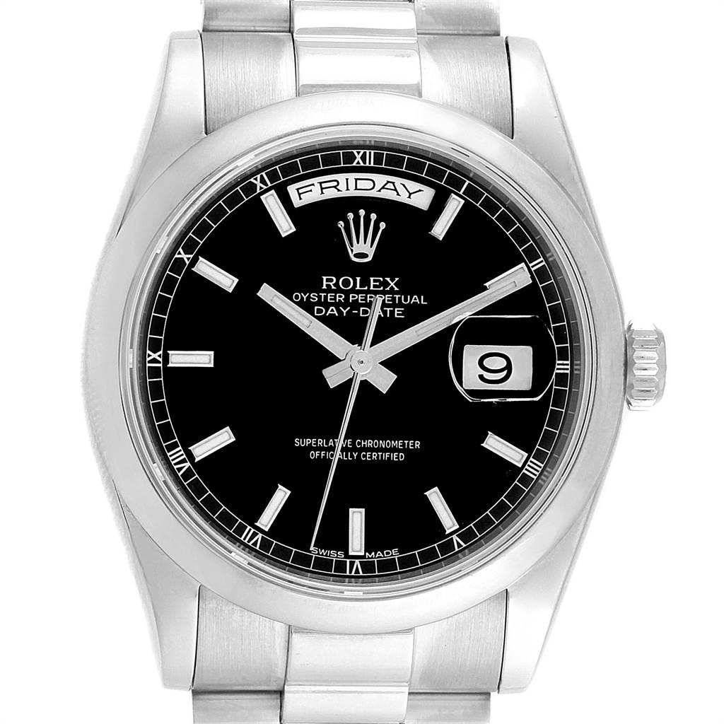 Rolex President Day-Date White Gold Black Dial Men’s Watch 118209 In Excellent Condition In Atlanta, GA