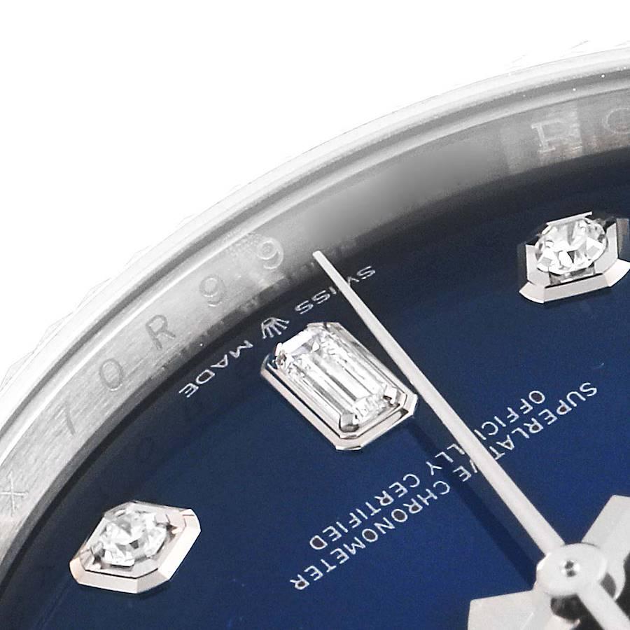 Rolex President Day-Date White Gold Blue Diamond Dial Mens Watch 128239 Box Card In Excellent Condition For Sale In Atlanta, GA