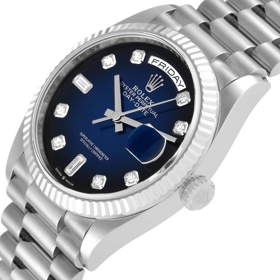 Rolex Montre President Day-Date en or blanc avec cadran en diamants bleus pour hommes 128239, non portée en vente 1