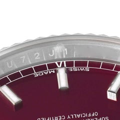Rolex President Day-Date White Gold Burgundy Dial Mens Watch 118139 Box Card