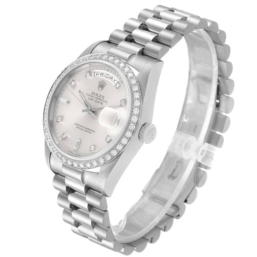 Rolex President Day-Date White Gold Diamond Dial Bezel Watch 18049 In Excellent Condition In Atlanta, GA