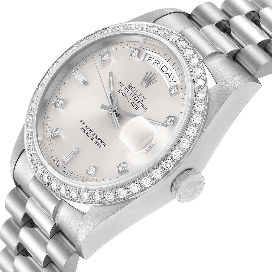 Men's Rolex President Day-Date White Gold Diamond Dial Bezel Watch 18049