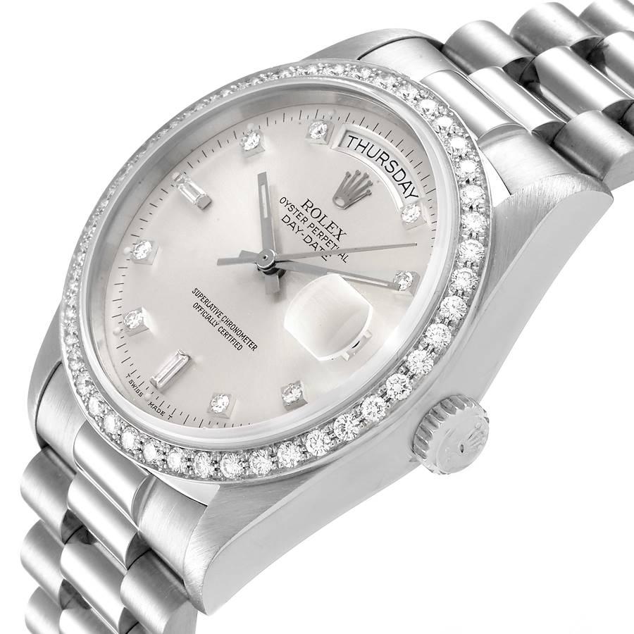 Men's Rolex President Day-Date White Gold Diamond Dial Bezel Watch 18049
