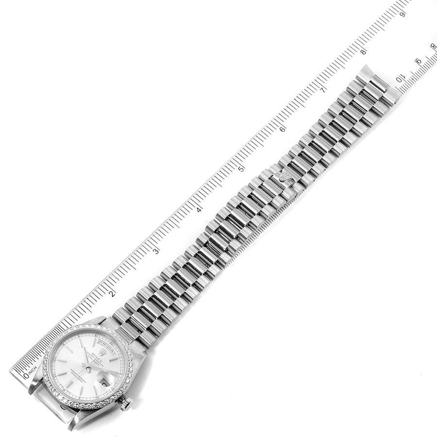 Rolex President Day-Date White Gold Diamond Dial Bezel Watch 18349 For Sale 4