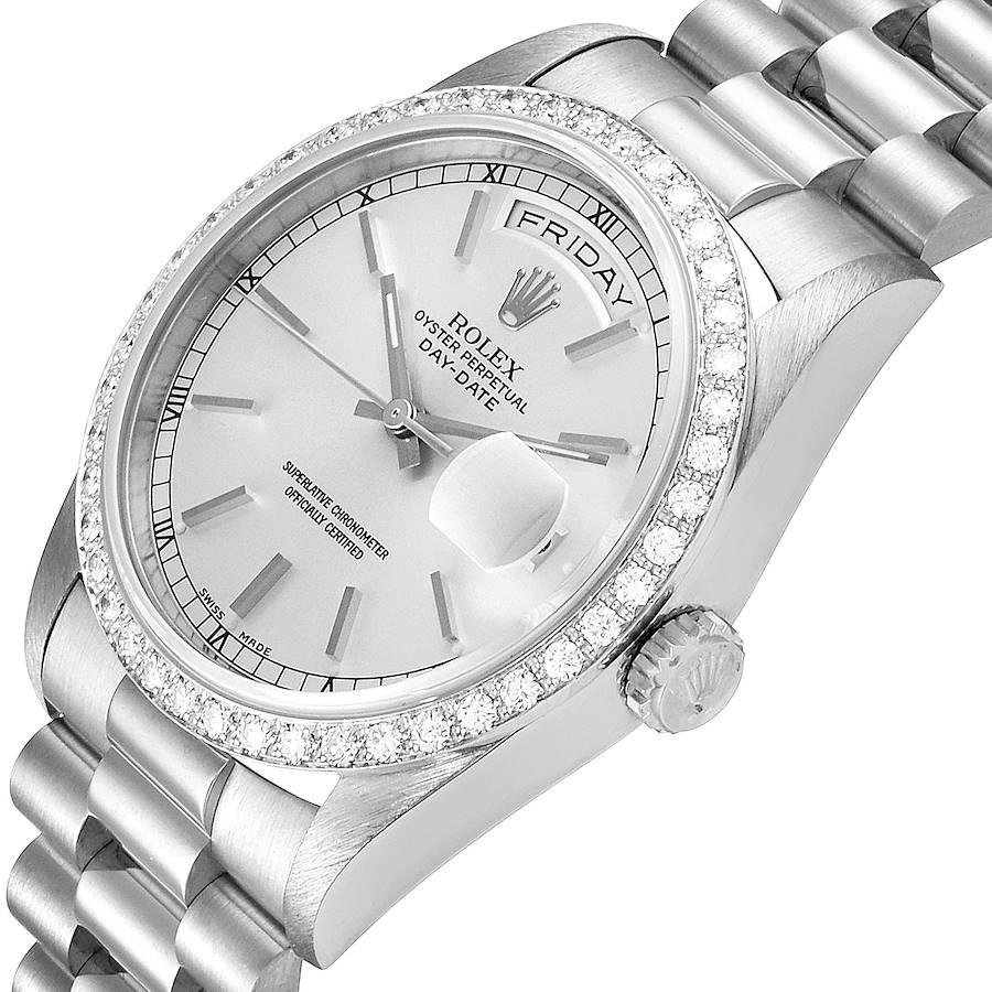 Rolex President Day-Date White Gold Diamond Dial Bezel Watch 18349 In Excellent Condition For Sale In Atlanta, GA